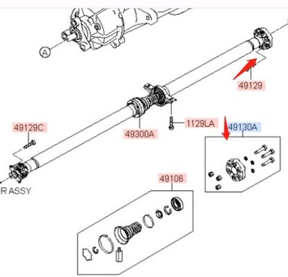 Aanpasbare trillingsdemperschacht voor Sorento II 491302B00